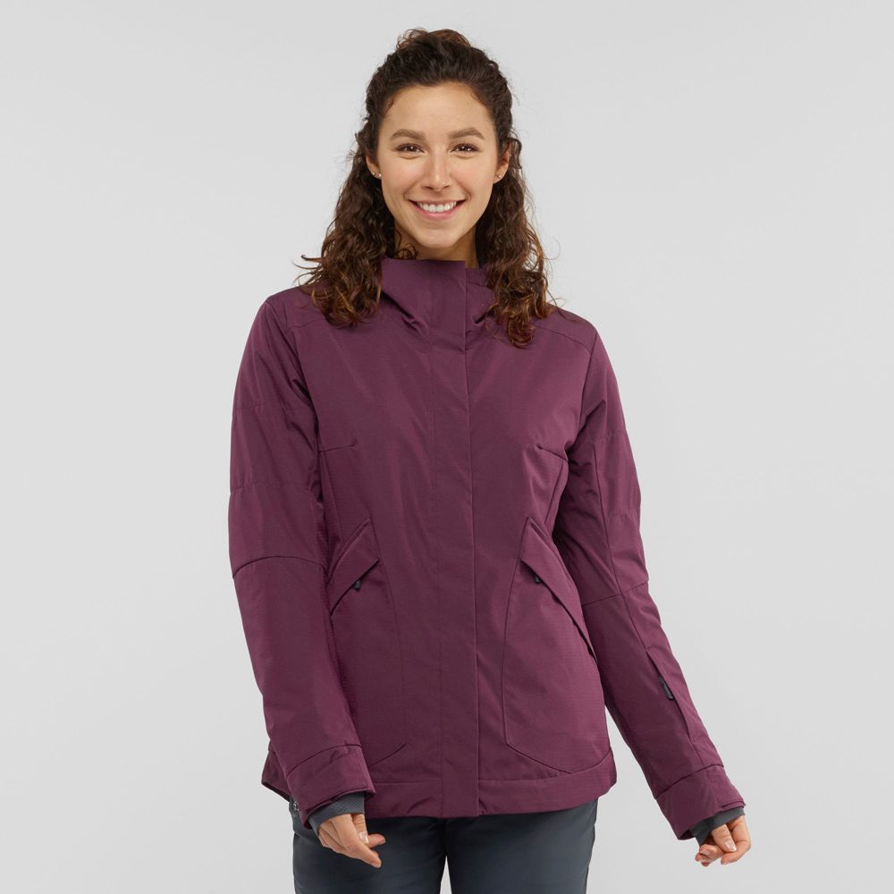 Salomon Israel SNOW REBEL - Womens Ski Jackets - Burgundy (VHNA-07192)